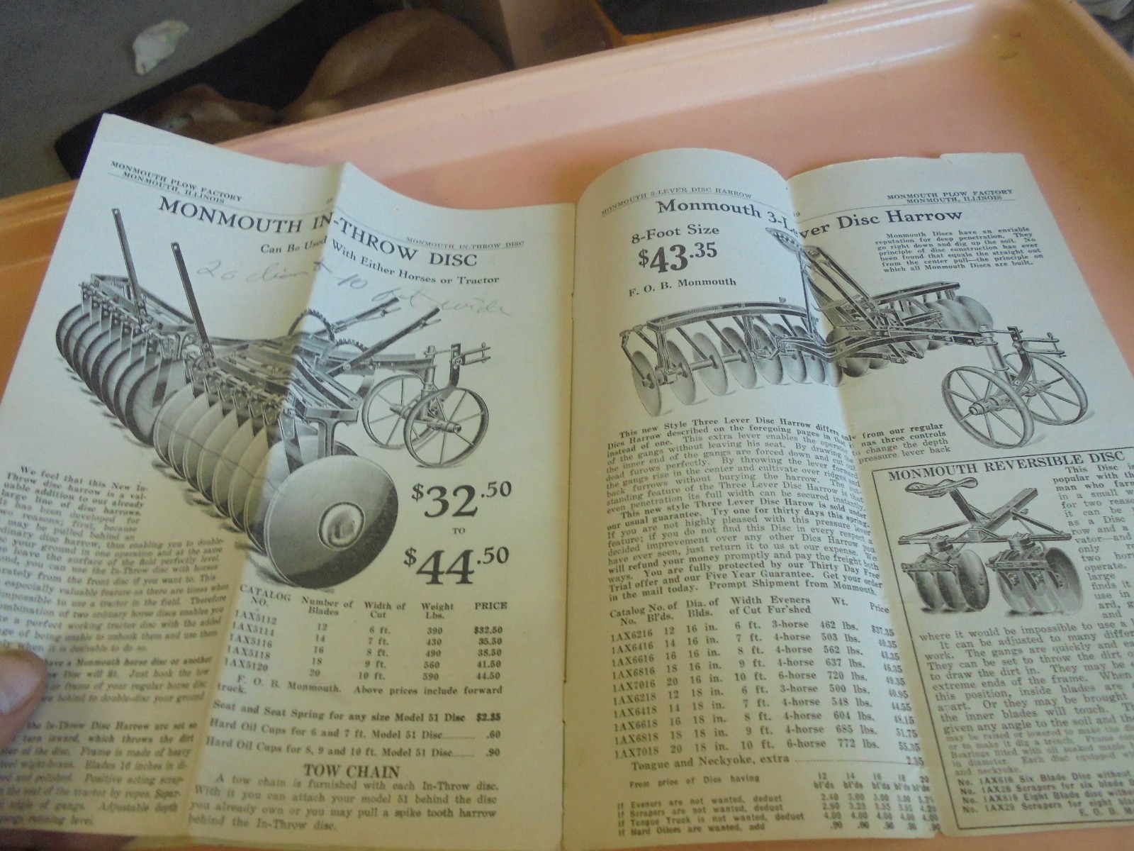 Vintage 1920’s Monmouth Plow Factory Brochure