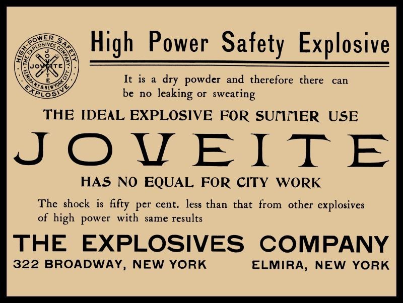 1904 Joveite Explosives of Elmira New York NEW Sign: 24 x 30″ Vertical USA STEEL