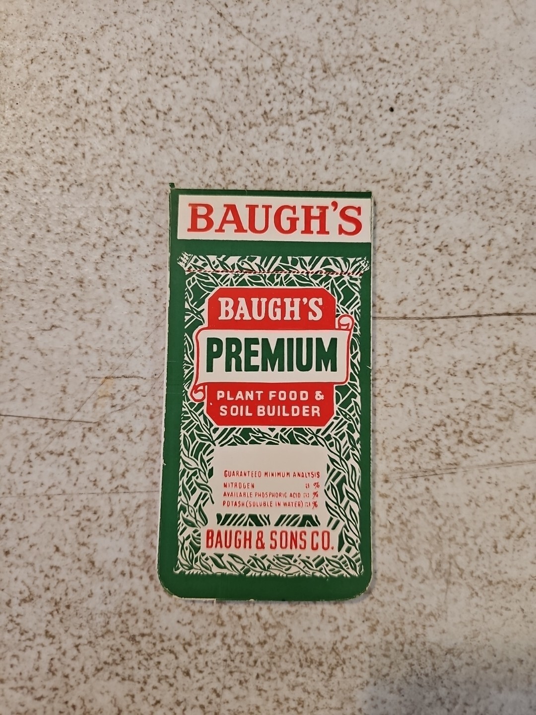 Vintage Baugh’s Premium Plant Food & Soil Builder Unused Pocket Note Pad