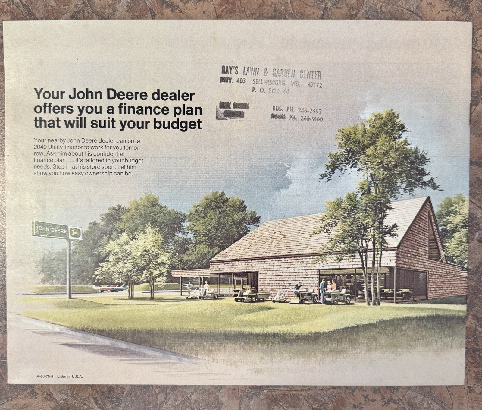 1975 John Deere 2040 Utility Tractor Brochure Implements