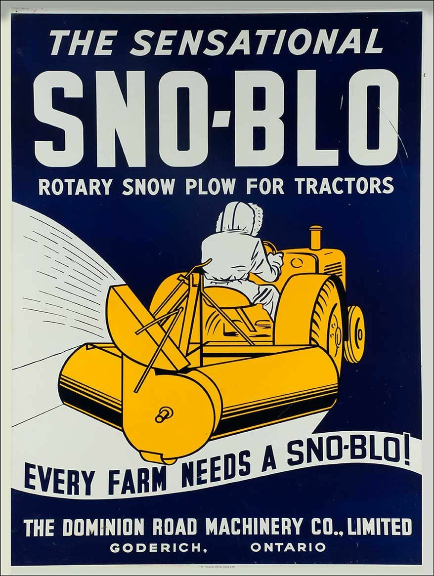 SNO-BLO ROTARY SNOW PLOW TRACTORS 16″ HEAVY DUTY USA MADE METAL ADVERTISING SIGN