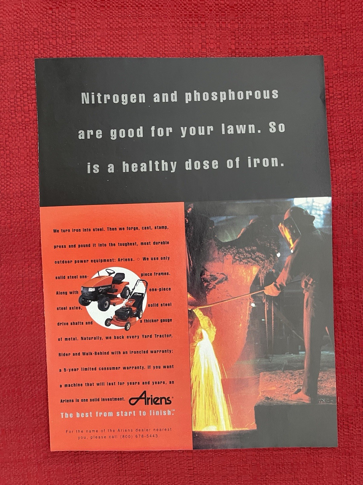 Vintage 1995 Ariens Garden Tractor Riding Lawn Mower Print Ad