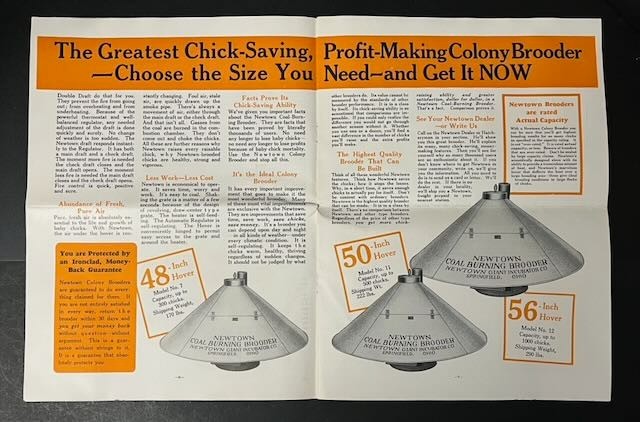2 Newtown Colony Brooders Poultry Advertising Brochures Springfield OH 1930s/40s