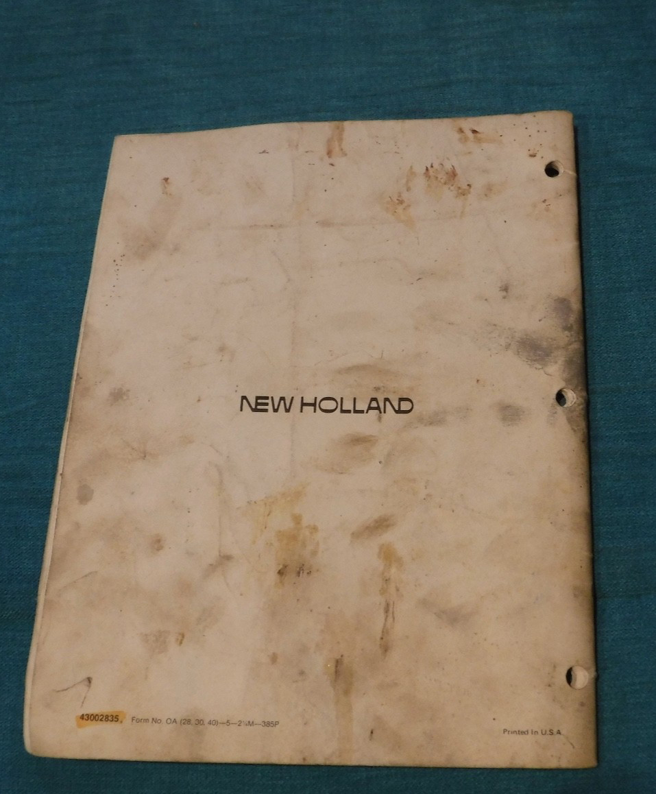 Whirl-A-Feed Blower Operator’s Manual 28 30 40 Sperry New Holland BOOKLET
