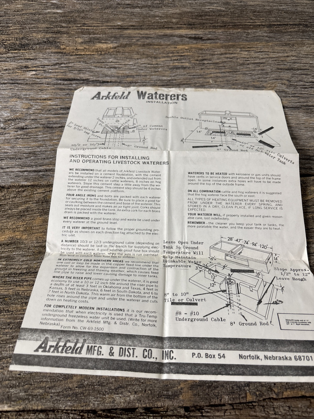 Arkfeld Livestock Waterer Norfolk Nebraska Brochure Farm Ranch Advertising