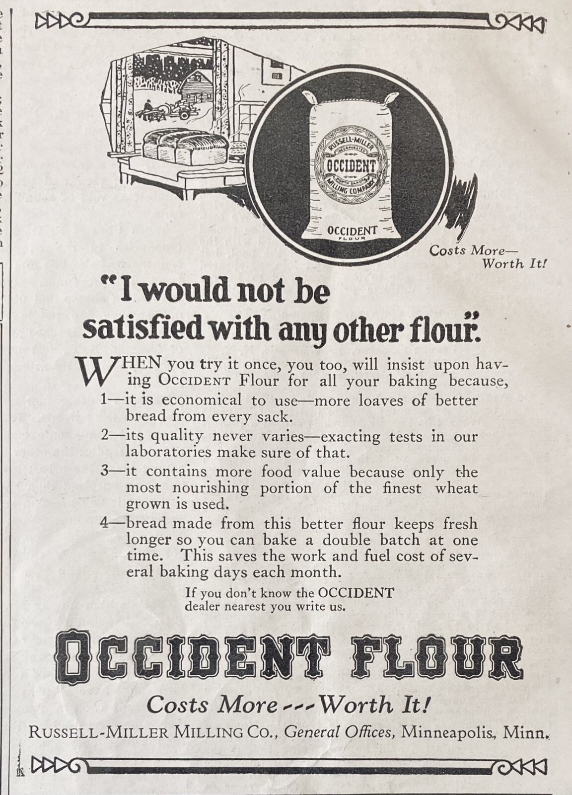 1926 AD(XH5)~RUSSELL-MILLER MILLING CO. MINNEAPOLIS, MINN. OCCIDENT FLOUR