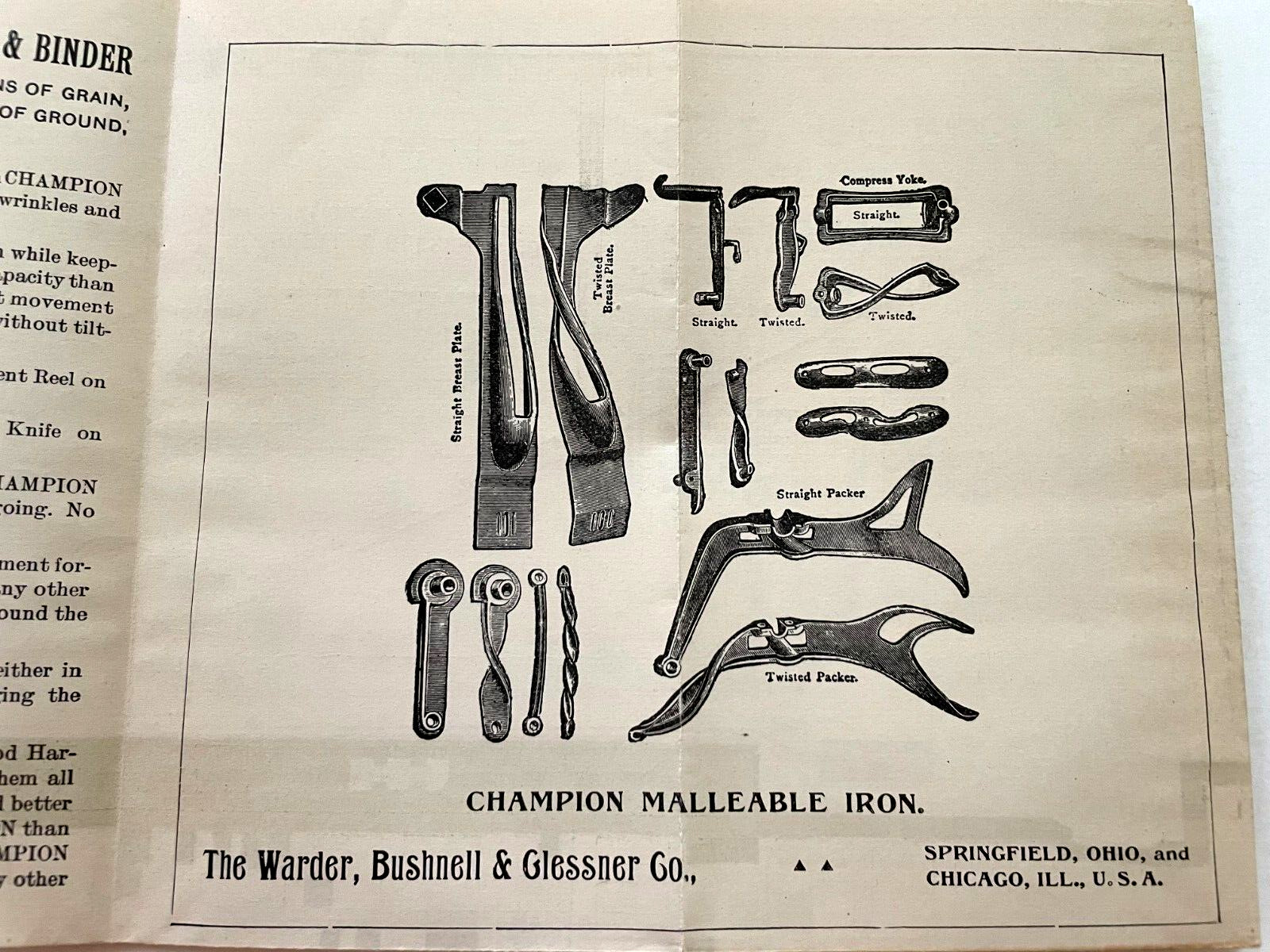 Fantastic Victorian Trade Brochure & Map “The Warder Bushnell & Glessner Co” *