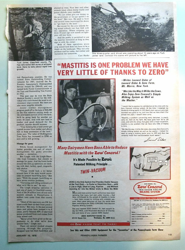 Original 1976 Dairy Ad Features Leonard Didas of Mt Morris, New York