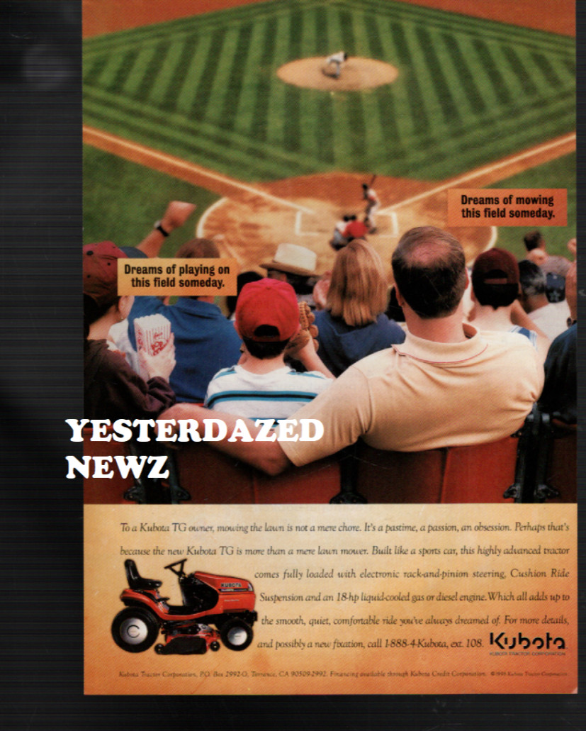 1998 Print Ad for the Kubota TG lawn tractor “Built like a sports car”