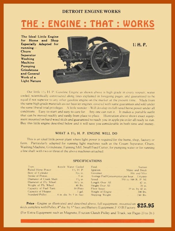 Detroit Engine Works Gas Farm Engines New Sign: 18×24 USA STEEL