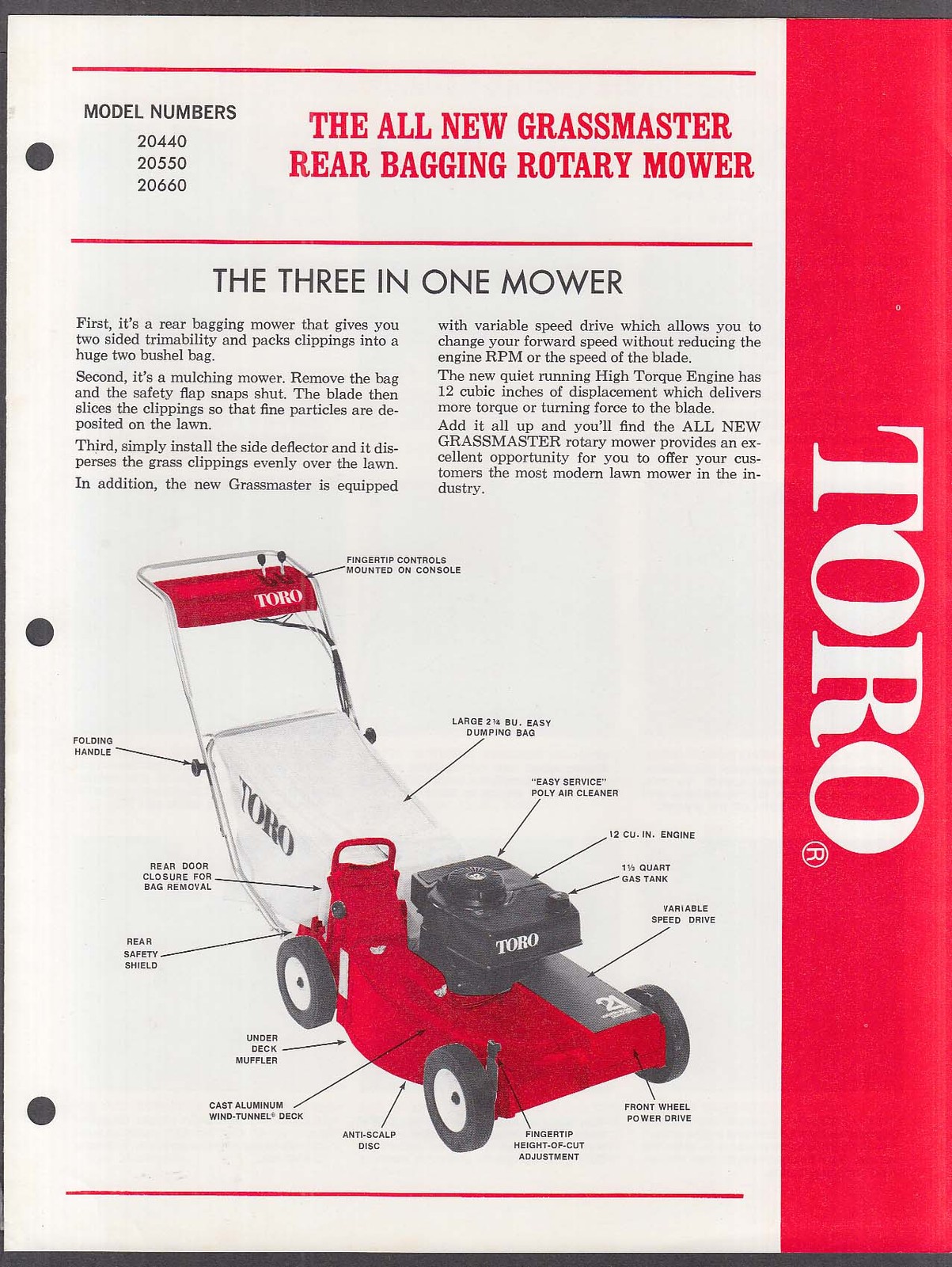 Toro Grassmaster Rotary Mower catalog folder 1974