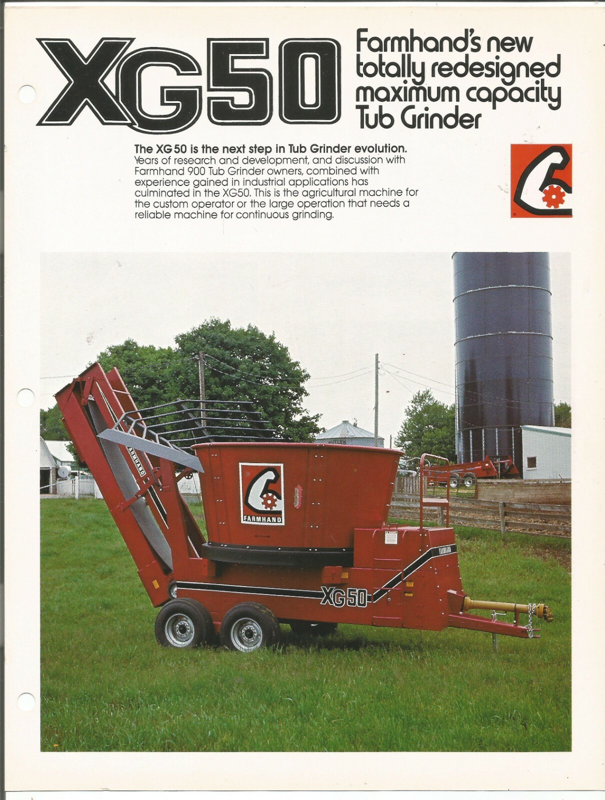 Original Farmhand Model XG50 Tub Grinders Dealer Sales Brochure No B8-10/2-5M-DP
