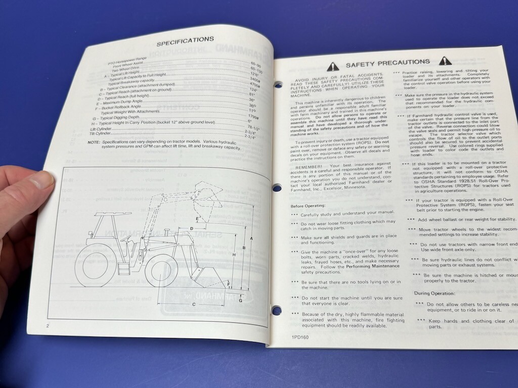 Farmhand XL940 Loader Operator’s & Parts Manual