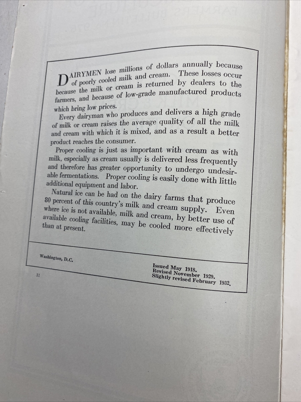 1940 USDA Farmers’ Bulletin No. 976 Cooling milk and cream on the farm