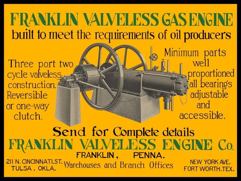1920 Franklin (PA) Valveless Gas Engine NEW METAL SIGN: 9 x 12″ Ships Free