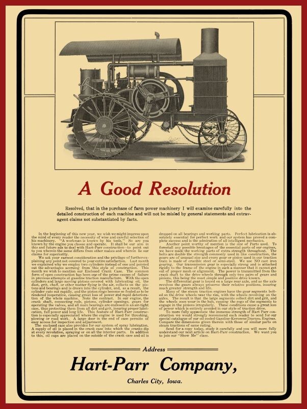 1907 Hart Parr Tractors of Charles, City Iowa NEW Sign 24×30″ USA Steel XL Size
