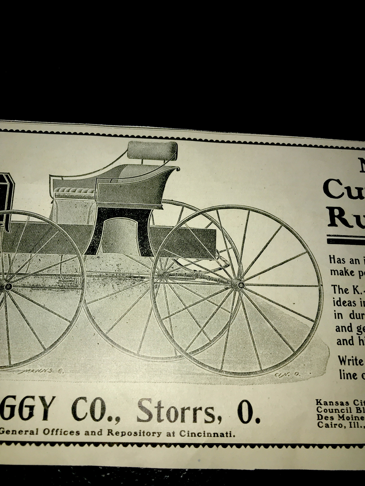 1903 The K.-C. Buggy Co. Farm Advertising – Storrs – Ohio – Cincinnati