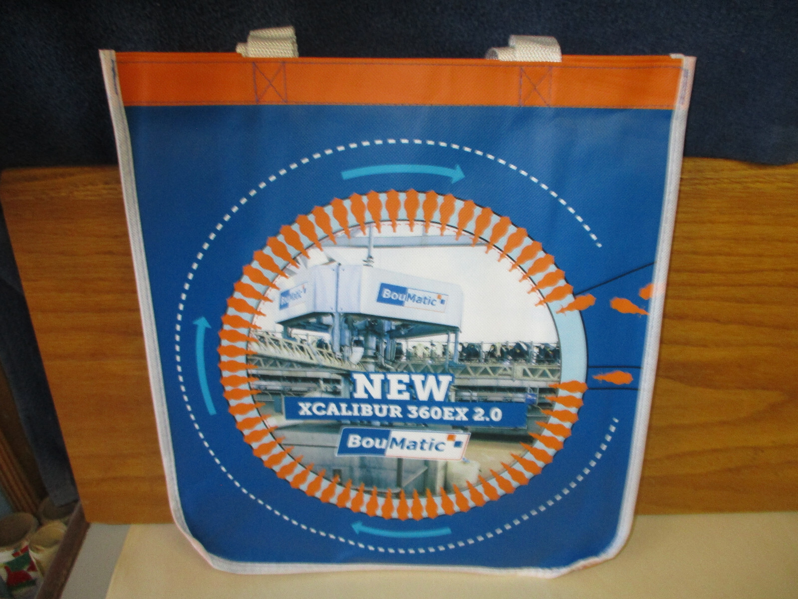 2 BOUMATIC DAIRY Shopping Bag Lot 13.5″x13.75″ (Orange/Blue) XCALIBUR 360EX 2.0