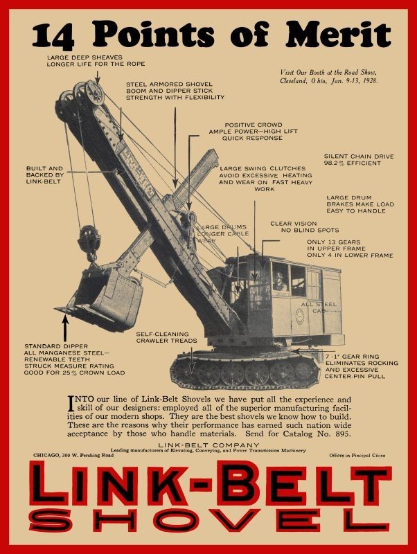 1927 Link Belt Shovels 14 Points of Merit NEW METAL SIGN: 12×16″ Ships Free
