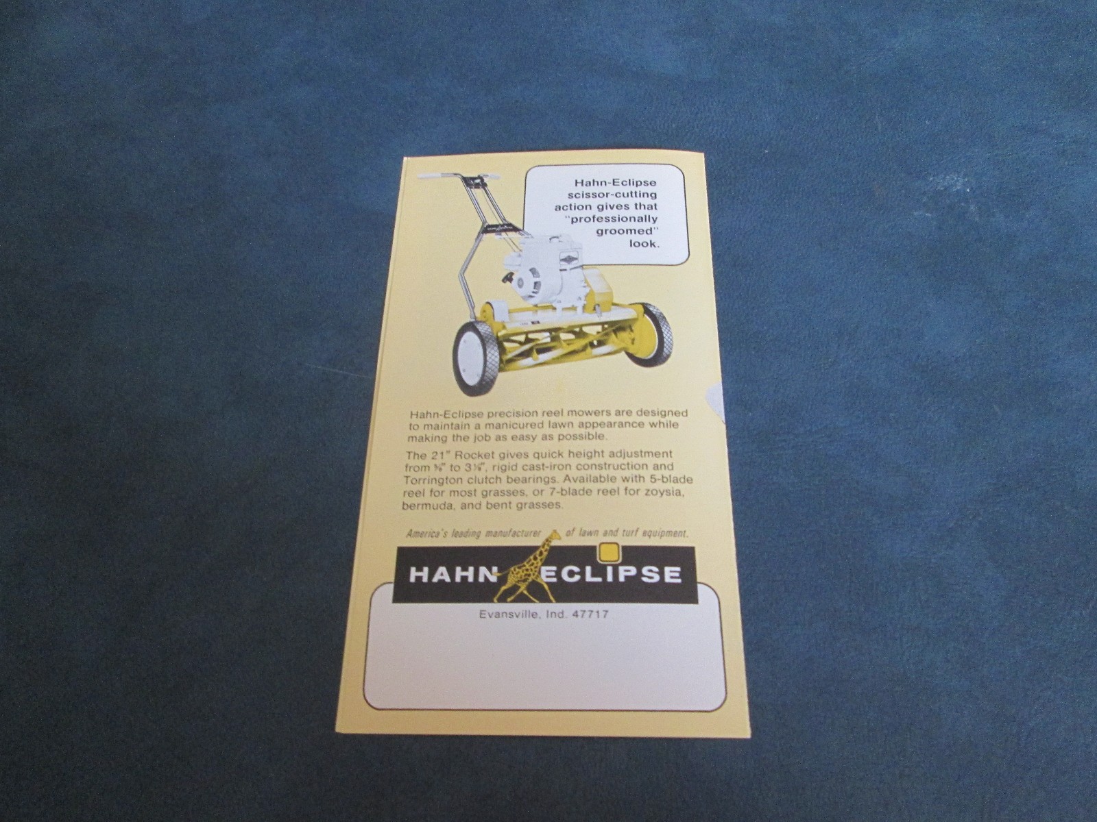 HAHN-ECLIPSE DELUXE 8-6 21″ POW-R-PRO MOWER BROCHURE *** VINTAGE ORIGINAL