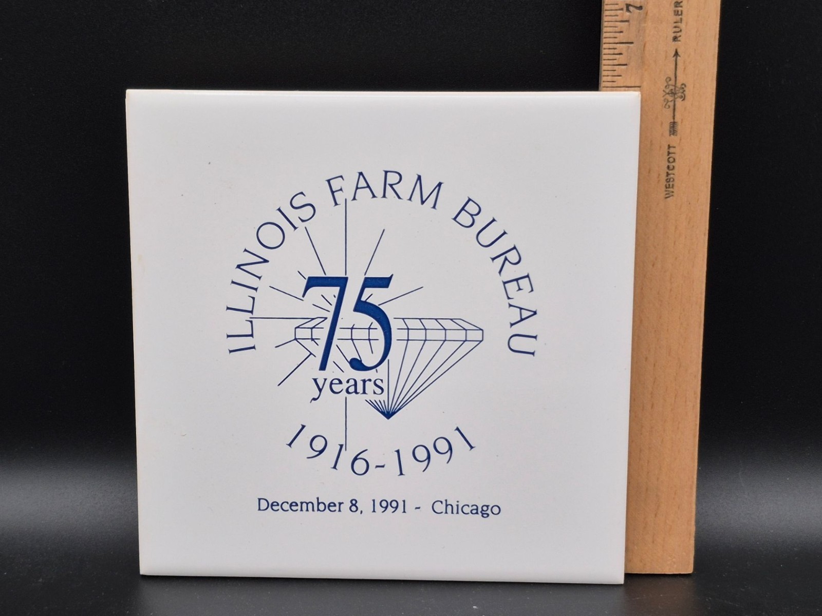 Illinois Farm Bureau 75 Years Plaque With Box, 6″ x 6″