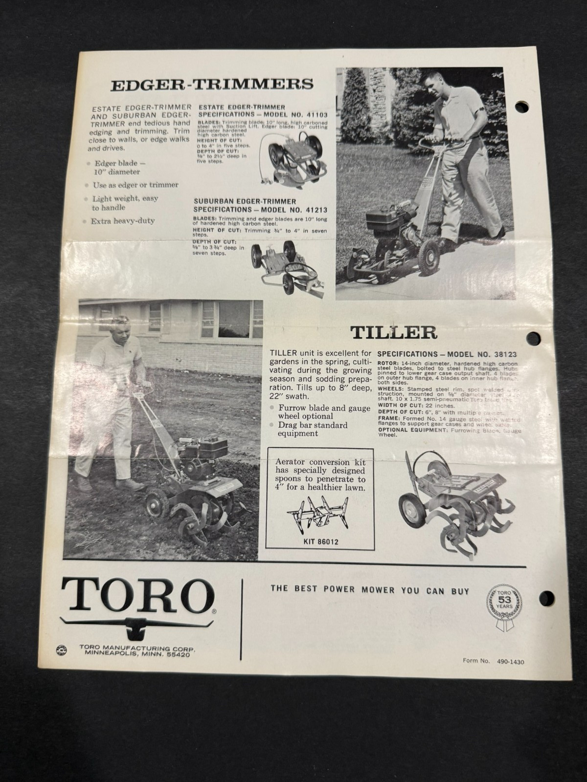 1967 Toro Lawnmower & Snowblower Brochures…..Lot of 2