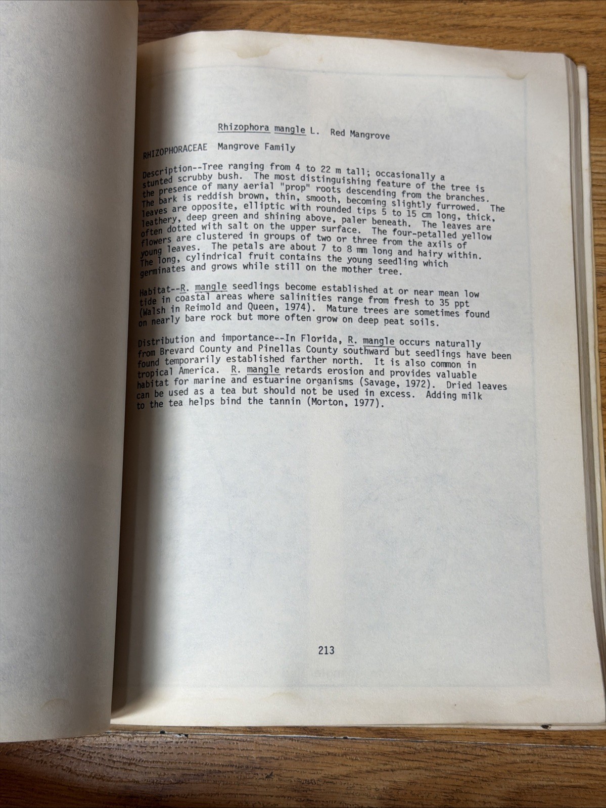 1979 State Of FL Dept Of Environmental Regulation Guide To Wetland Plants Manual