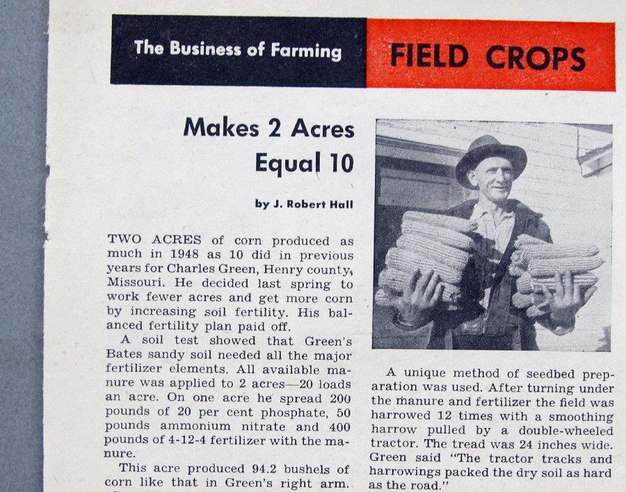 Original 1949 Farmer Article featuring Charles Green of Henry County Missouri