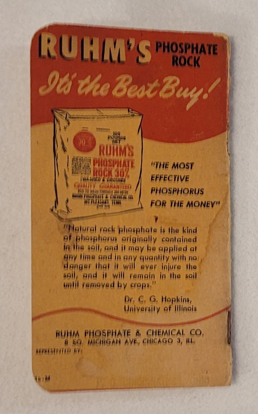 Vintage 1940s 50s RUHM’S Genuine Tennessee Phosphate Rock Notebook