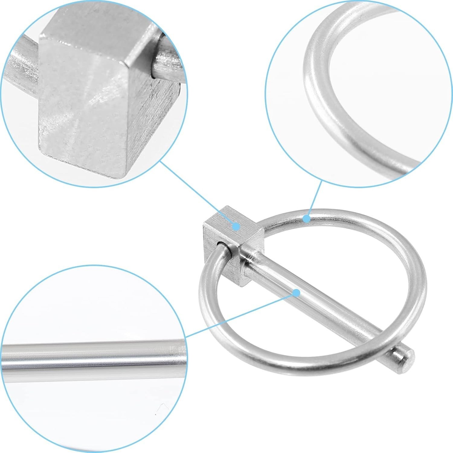 2 Pcs Heavy Duty Lynch Pin, Stainless Steel 3/16″ X 1-1/4″ Linch Pin with Ring f