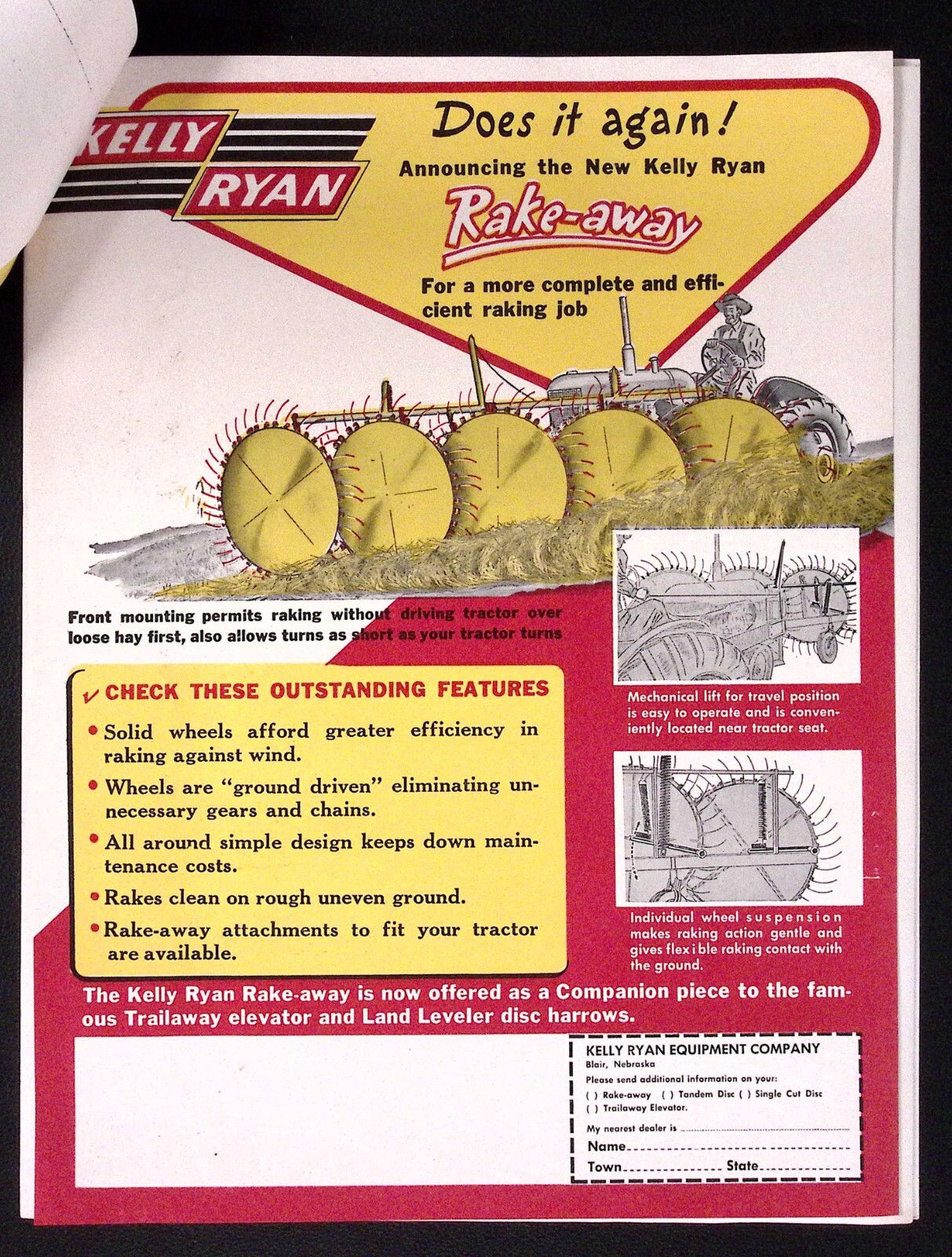 1954 New Kelly Ryan Pull Type Rake Dealer Brochure Kelly Ryan Equipment Co