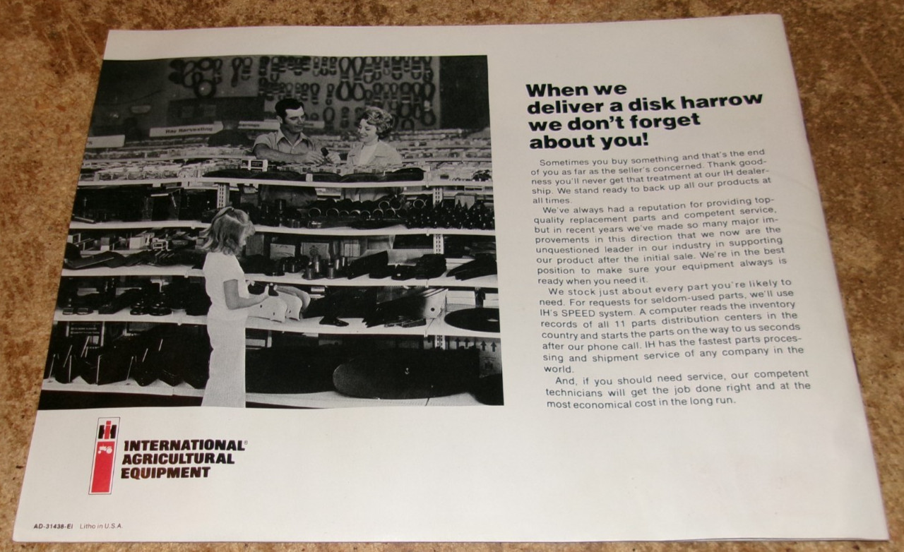 1970’s international offset disk harrows brochure see description good used