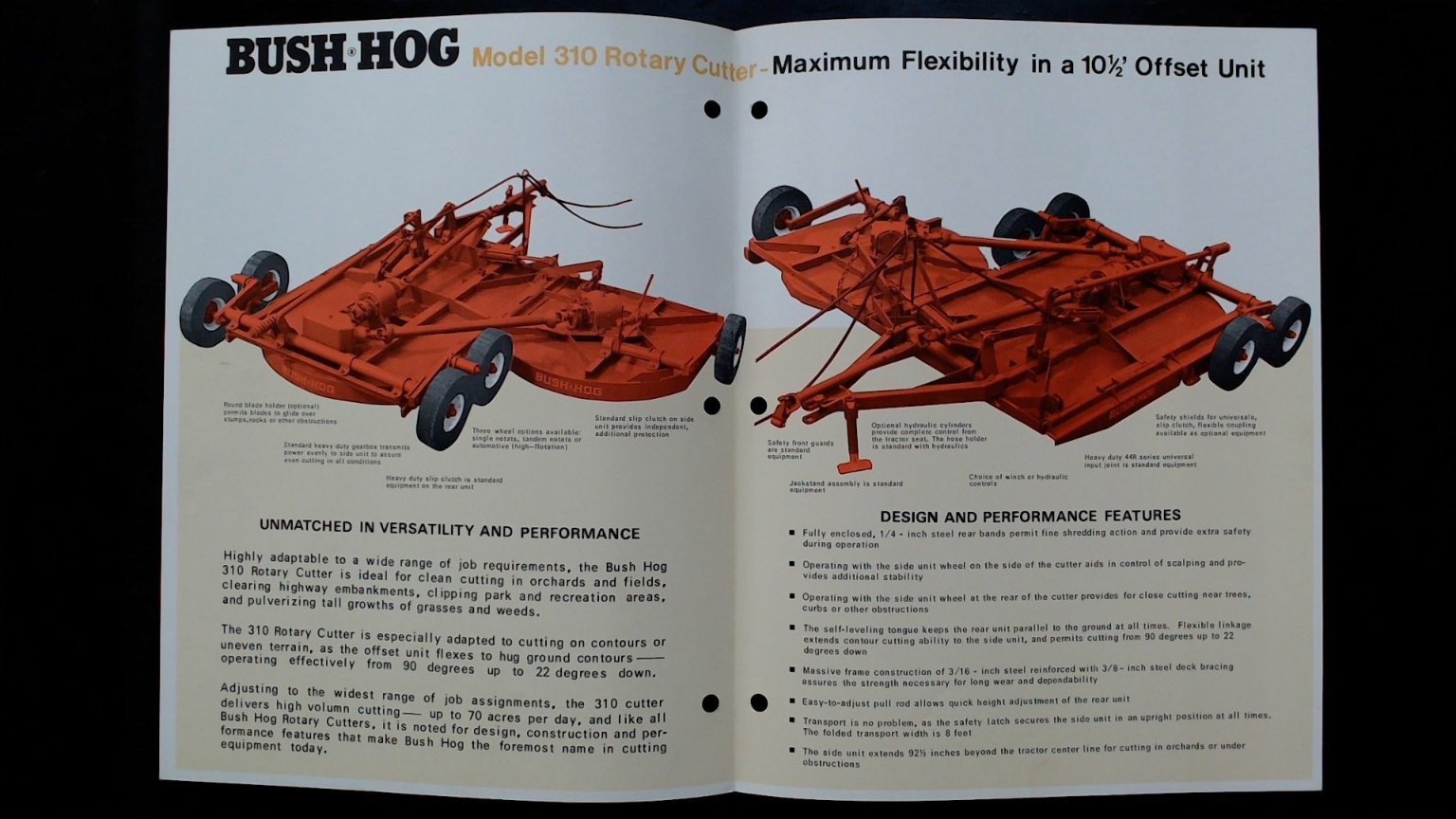 Bush Hog 310 Rotary Cutter Vintage Agricultural Brochure 10.5 Offset