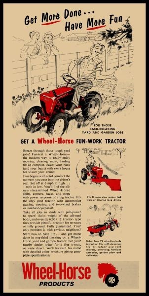 1958 Wheel Horse Products Fun Work Tractor NEW Sign 24 x 48″ USA STEEL