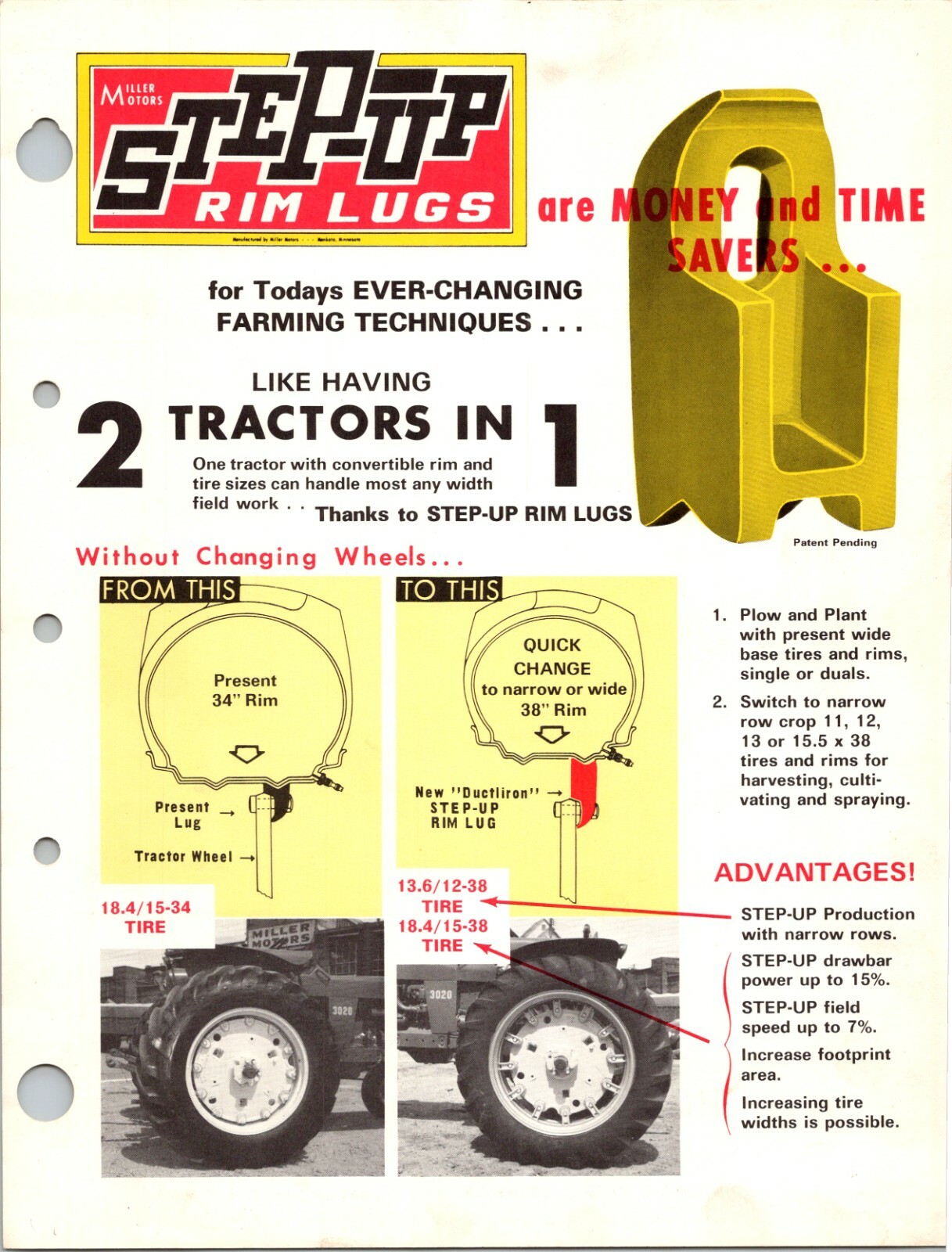 Vintage Miller Motors StepUp Step Up Rim Lugs Sales Dealer Advertising Brochure