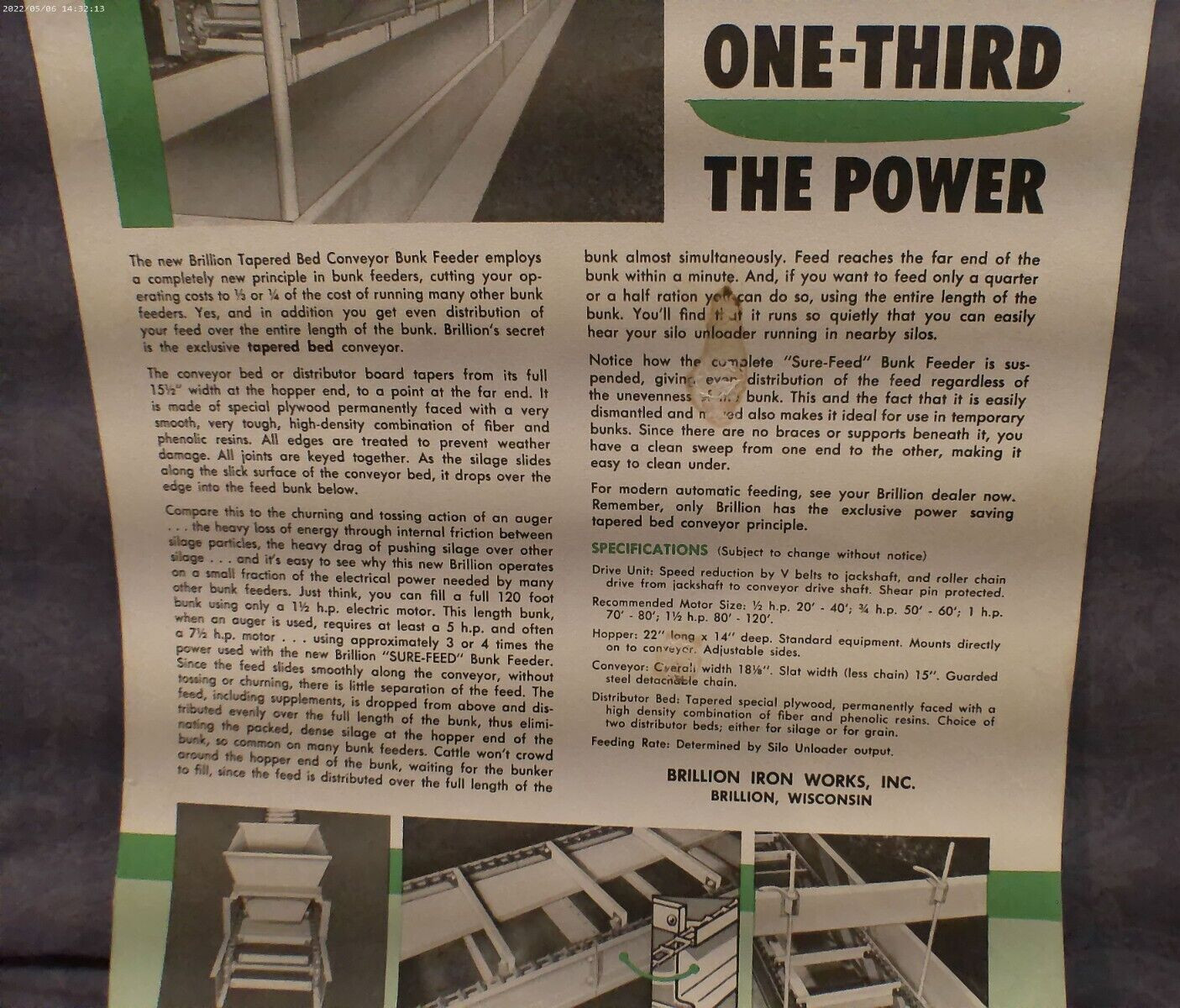 “New, And Only Brillion Super Feed Bunk Feeders Have It…” Tapered Bed Conveyor