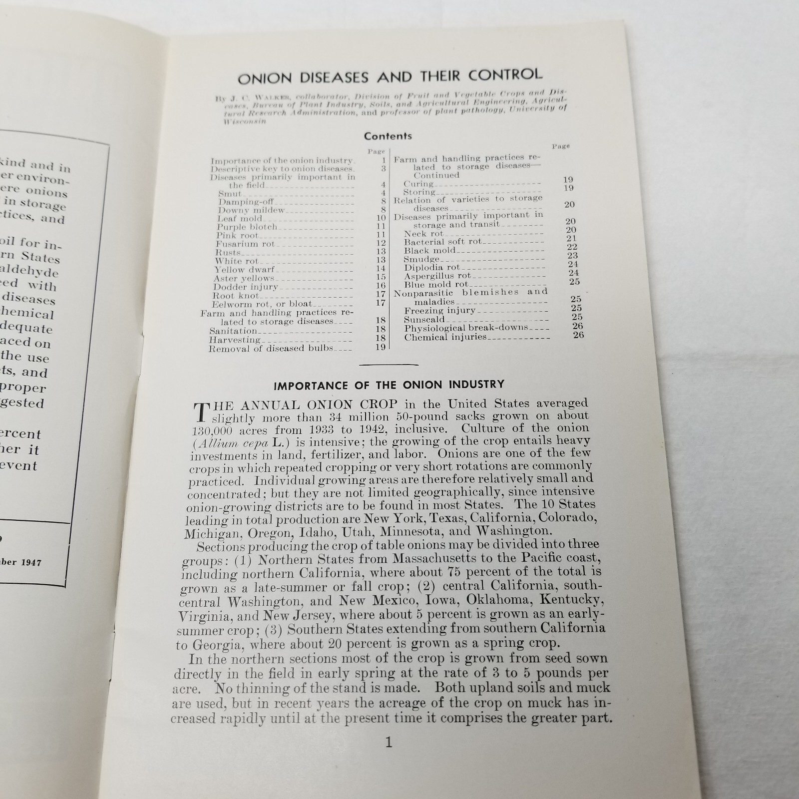 Onion Diseases Control 1947 Farmers’ Bulletin Booklet 1060 USDA Photos Charts