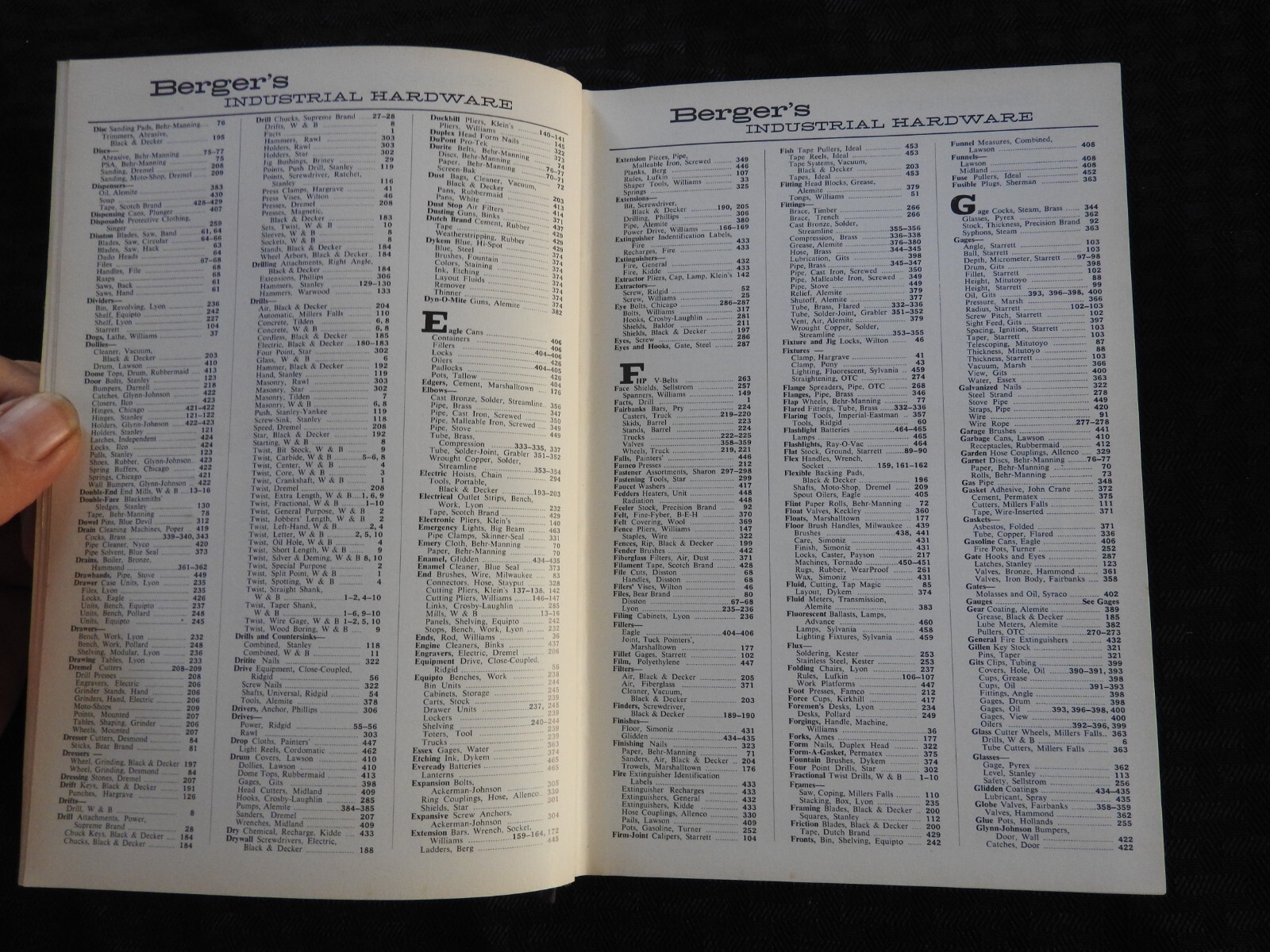 1968 BERGER’S INDUSTRIAL HARDWARE SALES CATALOG ASBESTOS PRODUCTS TOOLS 460+ pgs
