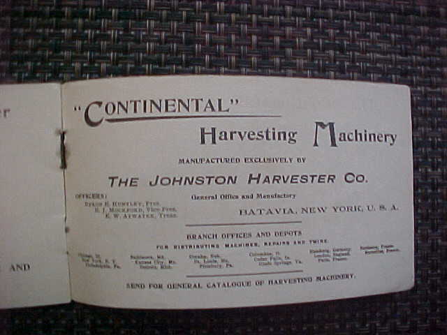 THE JOHNSON HARVESTER CO. – Color Lithograph Catalog – 1890’s