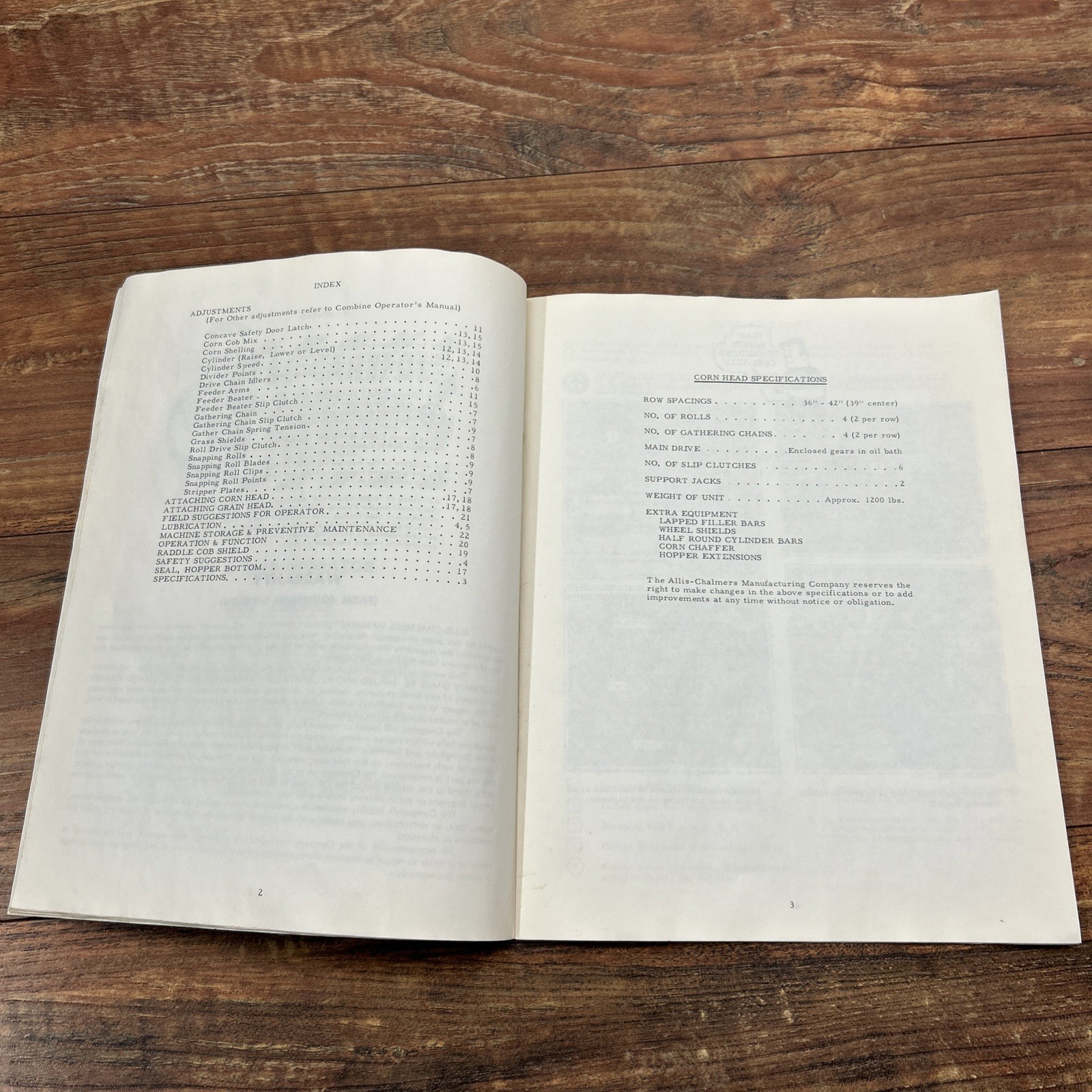 Allis Chalmers A240 Corn Head Operators Manual Gleaner A Combine Instruction