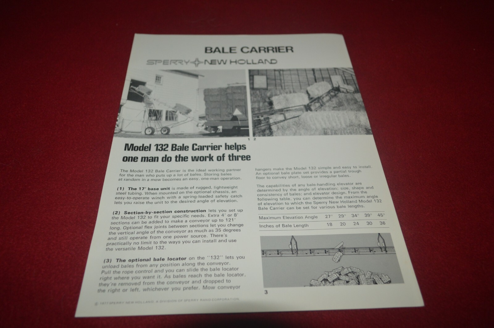 New Holland 132 Bale Carrier For 1977 Brochure TBPA