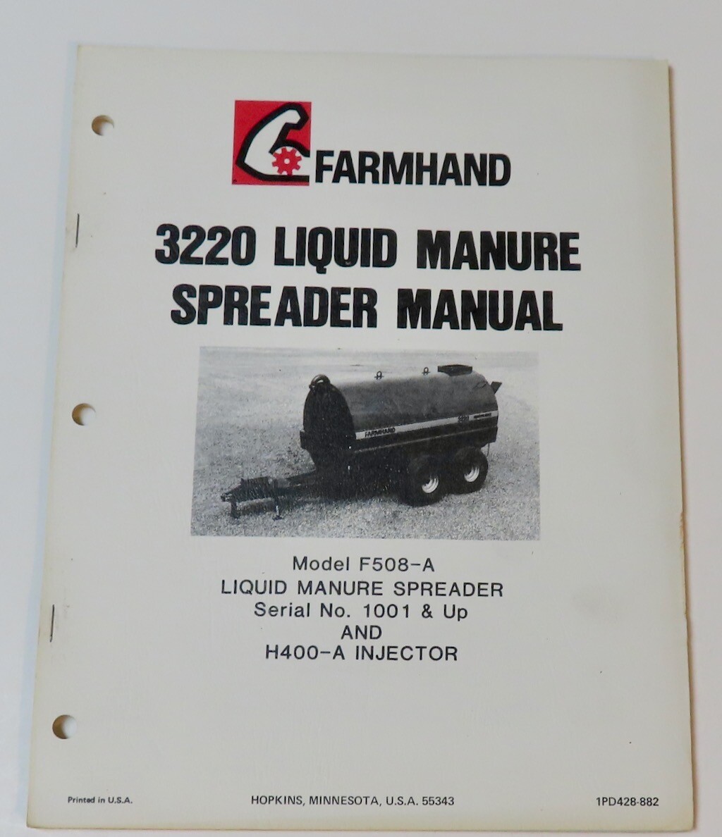 FARMHAND 3220 Liquid Manure Spreader Manual