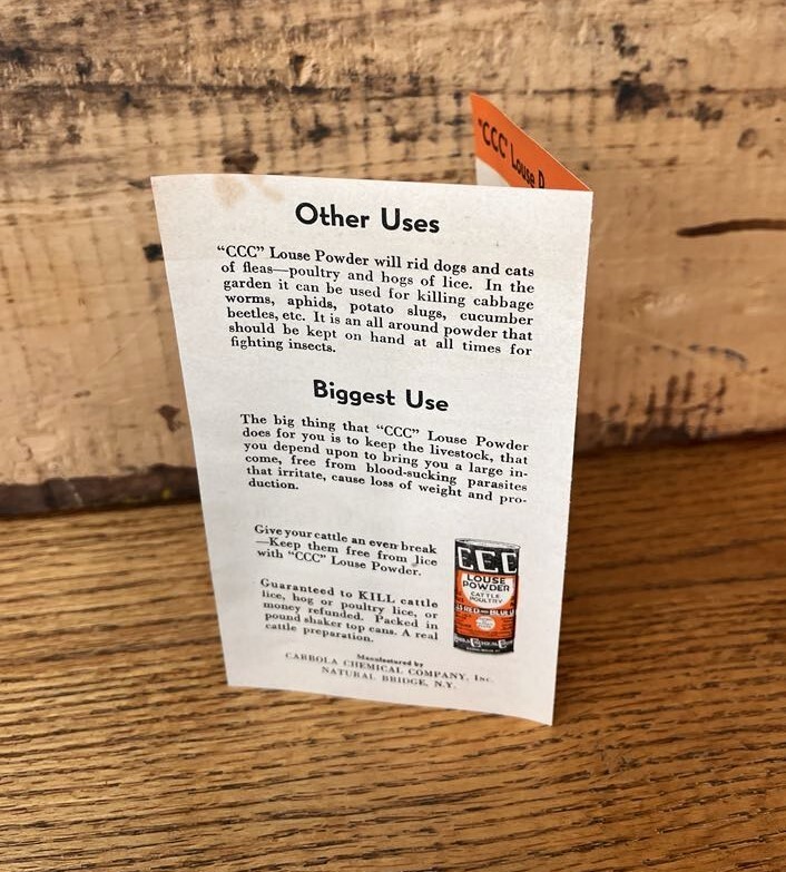 1920’s Cattle Lice Powder Advertising Flyer ~ Carbola Chemical Company