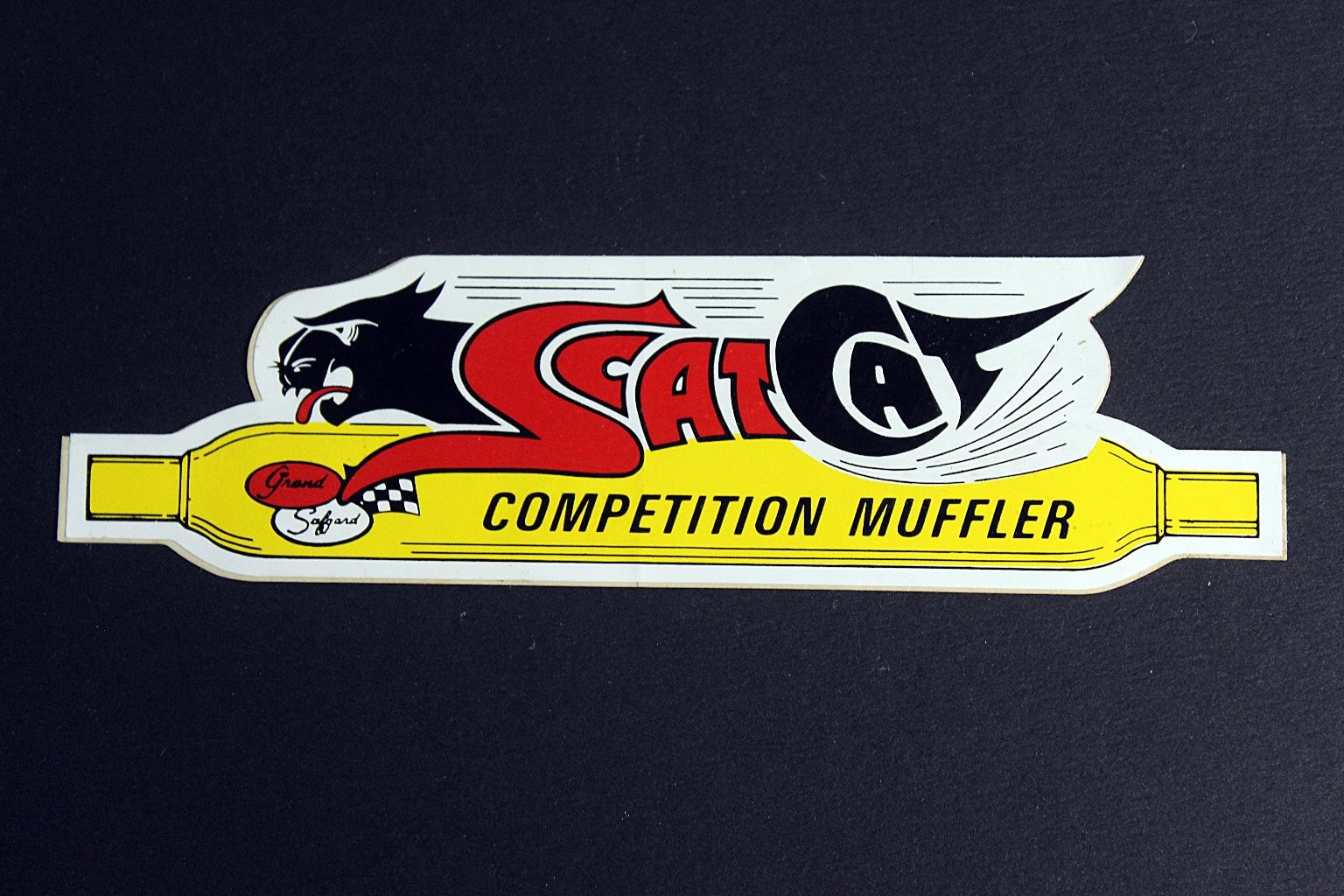 Scat Cat Competition Muffler Vintage Paper Advertising Decal 6 1/4″