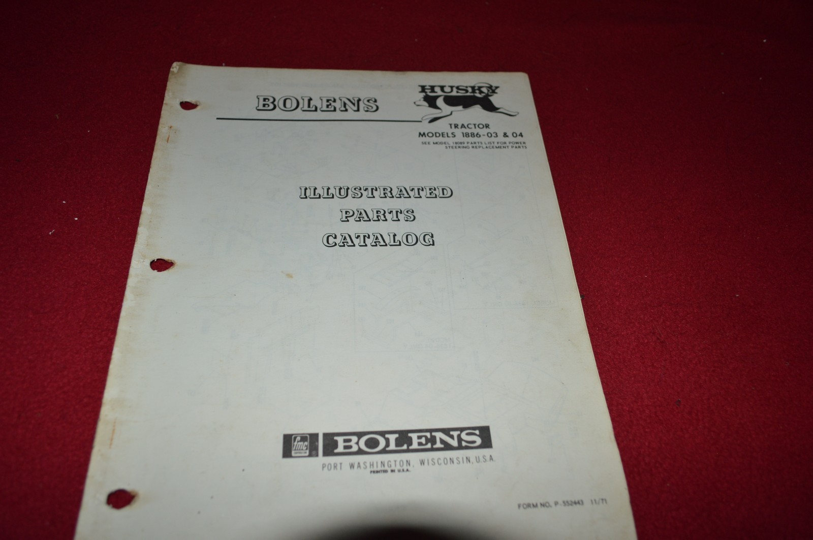 Bolens Husky 1886-03 & 04 Tractor Dealer’s Parts Book Manual CHPA