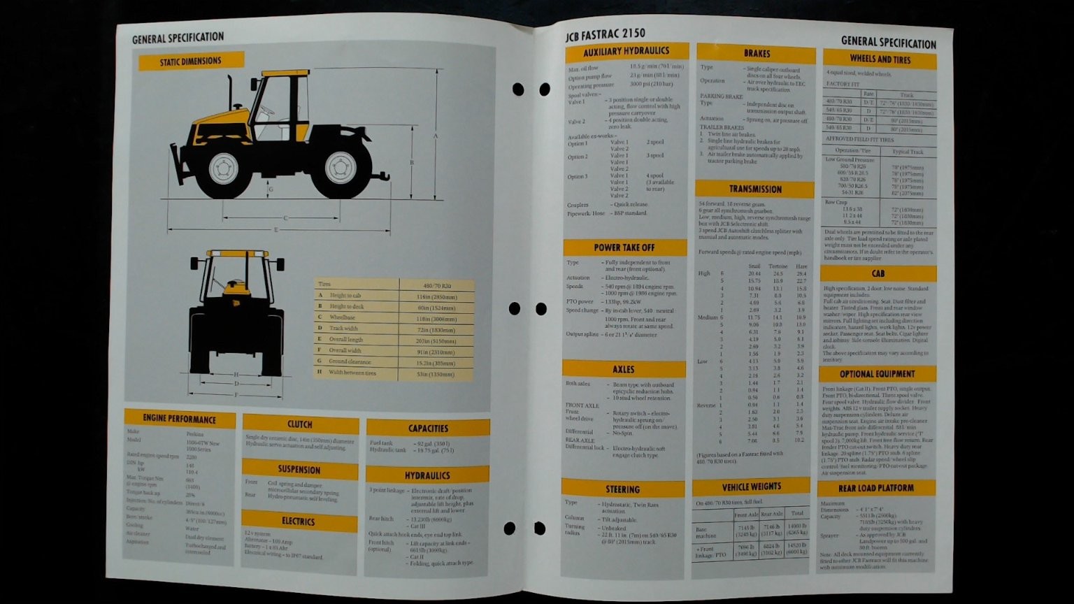 JCB FasTrac 2150 Agricultural Brochure Vintage Tractor Specs