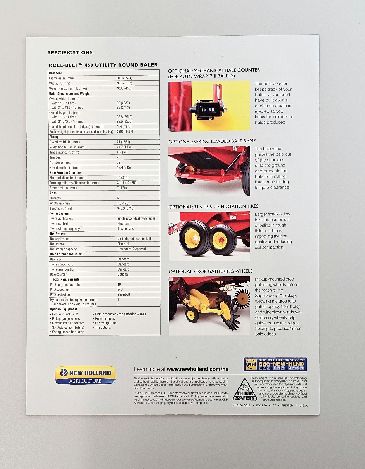 New Holland Roll-Belt™ 450 Utility Round Baler Sales Brochure Catalog 2011