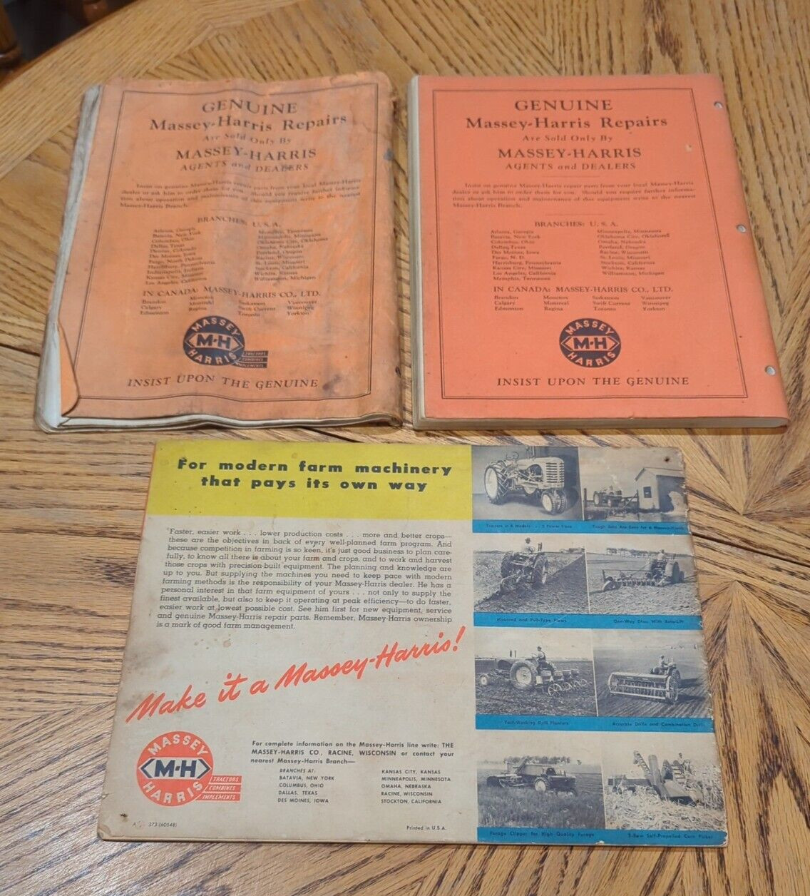 Massey Harris 1950’s Combine Sales Booklet Full Color Lot Of 2 Combine Pts &Man