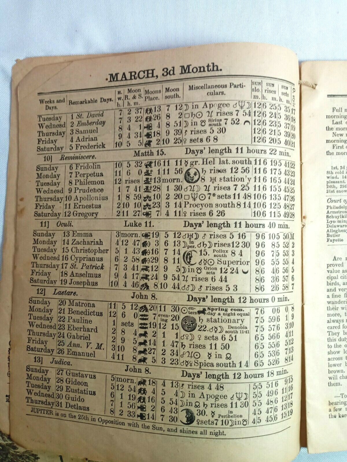 1898 John Bear Baer’s Agricultural Almanac Lancaster, PA Antique Farmers Vintage