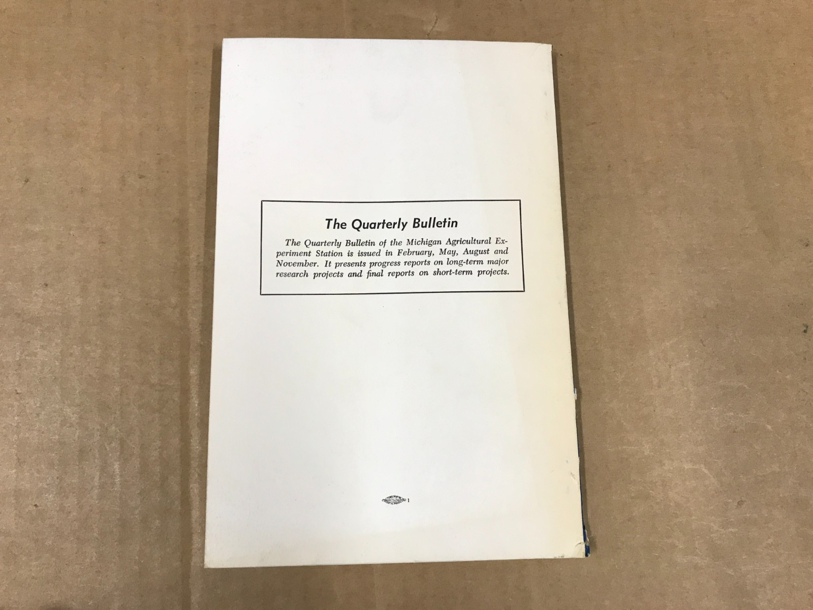 VTG Michigan State Agriculture Quarterly Bulletin – Vol. 43 No.3 – February 1961